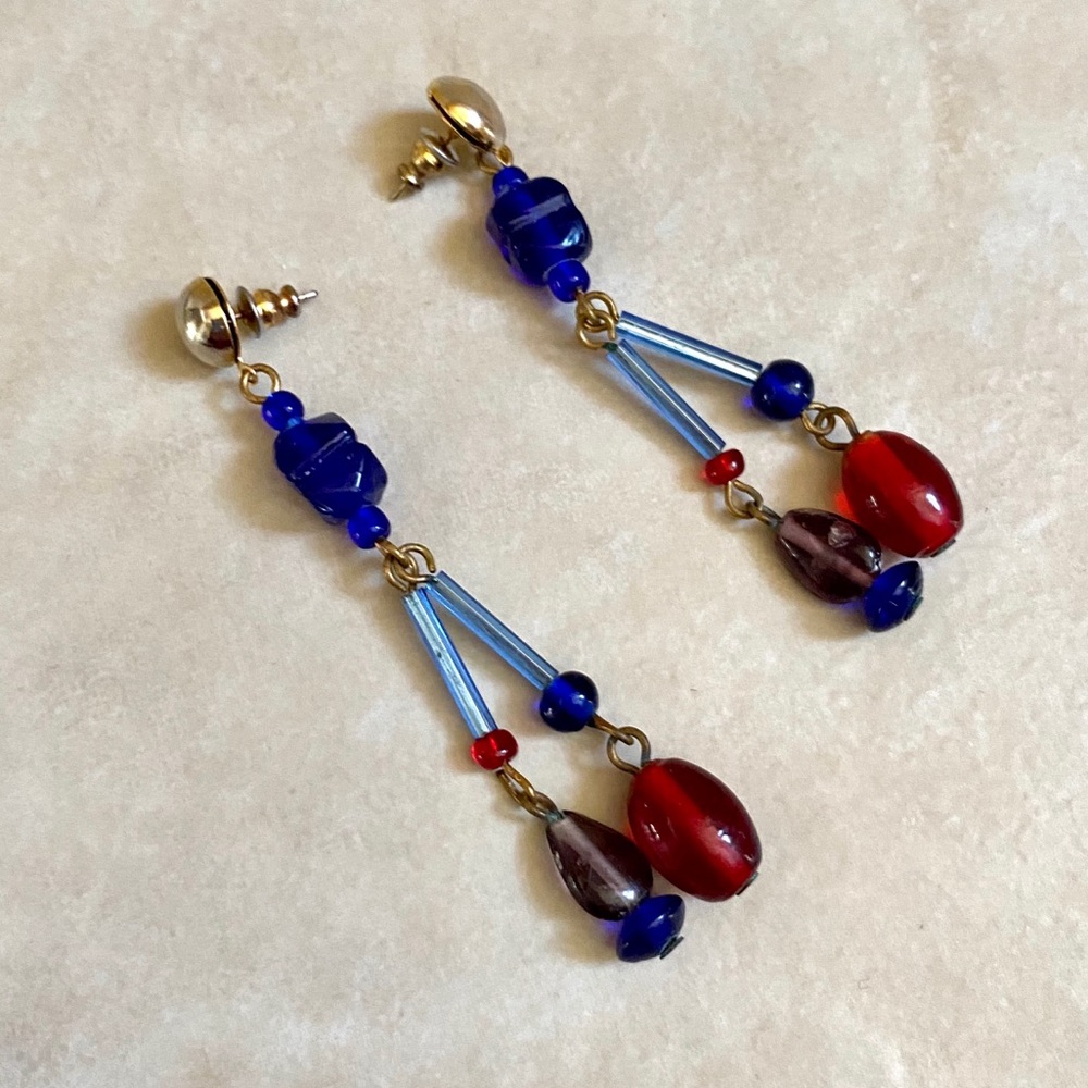 Vintage Boho Bead Dangle Earrings